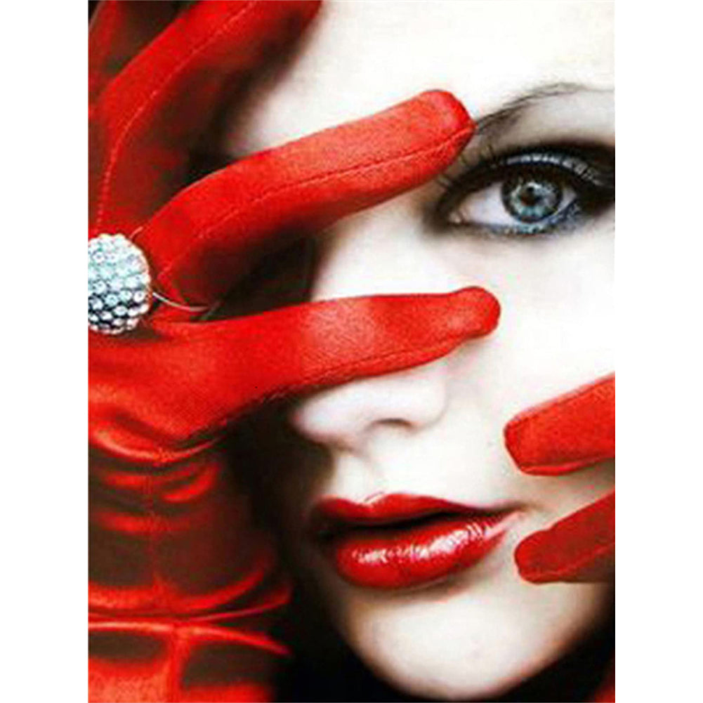 Red Lips Woman - Full Round Drill Diamond Painting 30*40CM