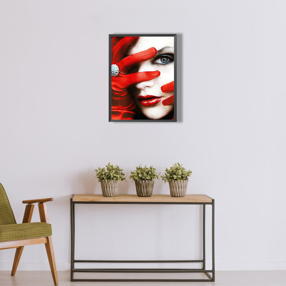 Red Lips Woman - Full Round Drill Diamond Painting 30*40CM