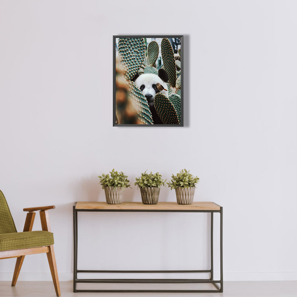 Panda In Cactus - Full Round Drill Diamond Painting 30*40CM