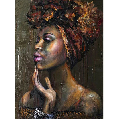 Portrait Of African Woman - Full Round Drill Diamond Painting 40*50CM