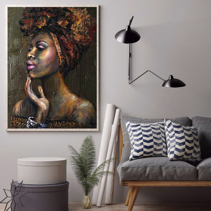 Portrait Of African Woman - Full Round Drill Diamond Painting 40*50CM