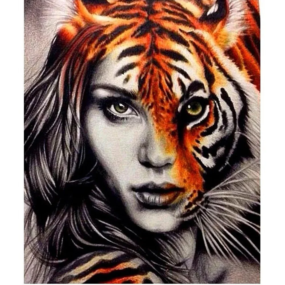 Tiger Beauty - Full Round Drill Diamond Painting 30*40CM