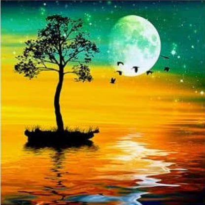Moon Tree Shadow - Full Round Drill Diamond Painting 30*30CM