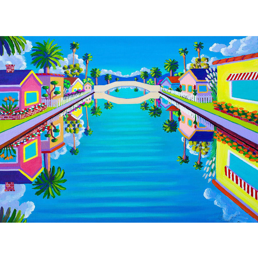 California Painting Cottage - Full Round Drill Diamond Painting 40*30CM
