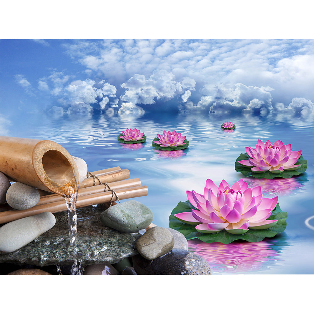 Flowing Lotus - Full Square Drill Diamond Painting 40*30CM
