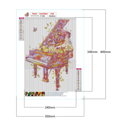 Art Flower Piano - Full Square Drill Diamond Painting 30*40CM