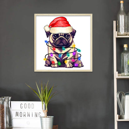 Lantern Puppy - Full Round Drill Diamond Painting 30*30CM