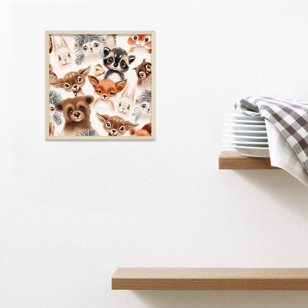 Group Photo Of Animals - Full Round Drill Diamond Painting 30*30CM