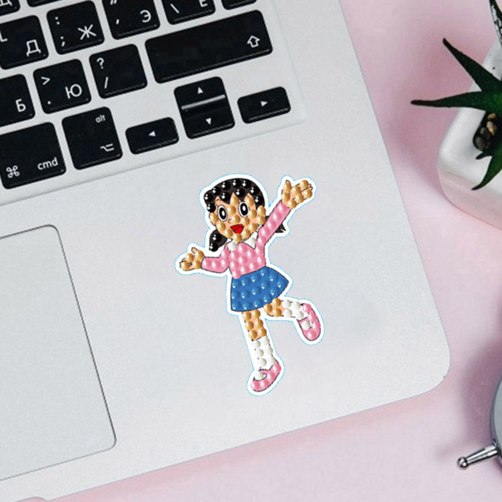 2pcs Gem Sticker Cute DIY Stickers Cartoon Character for Kids Adult Gift Rewards