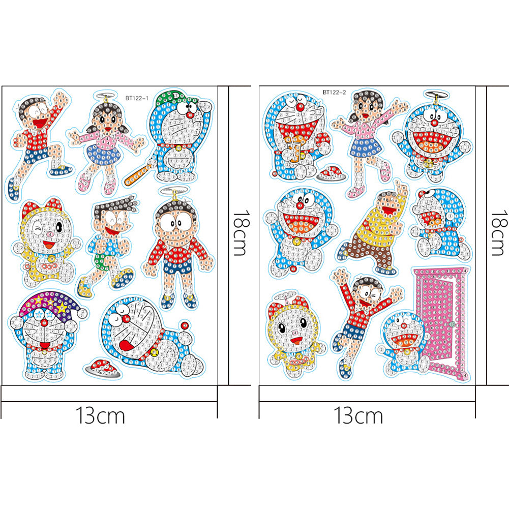 2pcs Gem Sticker Cute DIY Stickers Cartoon Character for Kids Adult Gift Rewards