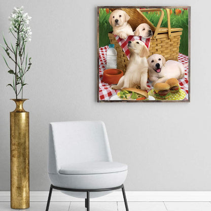 Picnic Puppy - Full Square Drill Diamond Painting 30*30CM