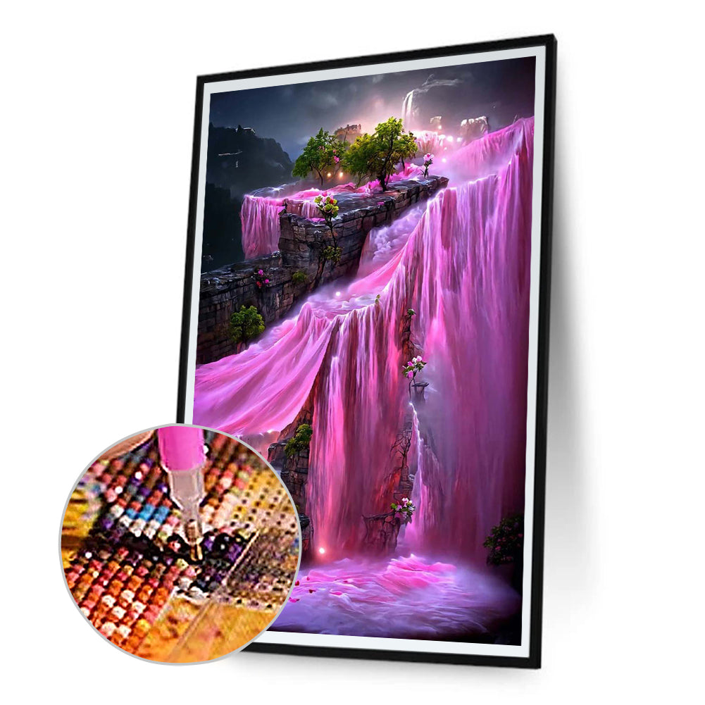 Dreamy Pink Waterfall - Full Round Drill Diamond Painting 40*60CM