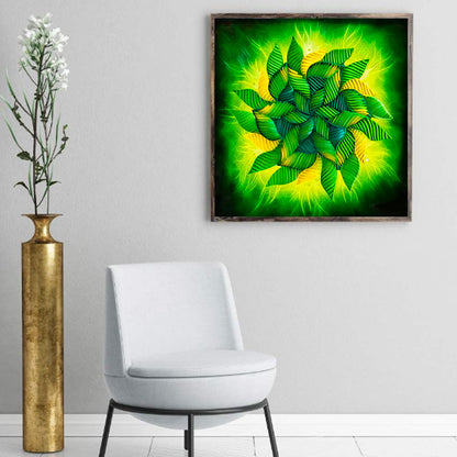 Green Leaf Mandala - Full Round Drill Diamond Painting 30*30CM