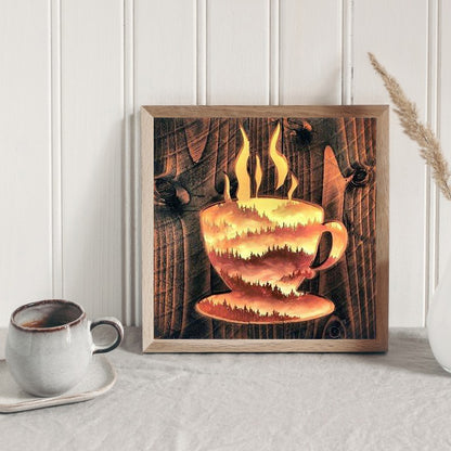 Hollow Coffee Forest - Full Round Drill Diamond Painting 40*40CM