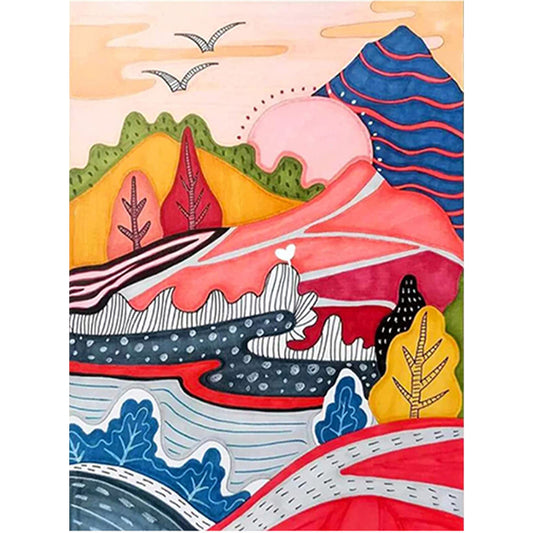 Painted Landscape - Full Round Drill Diamond Painting 30*40CM