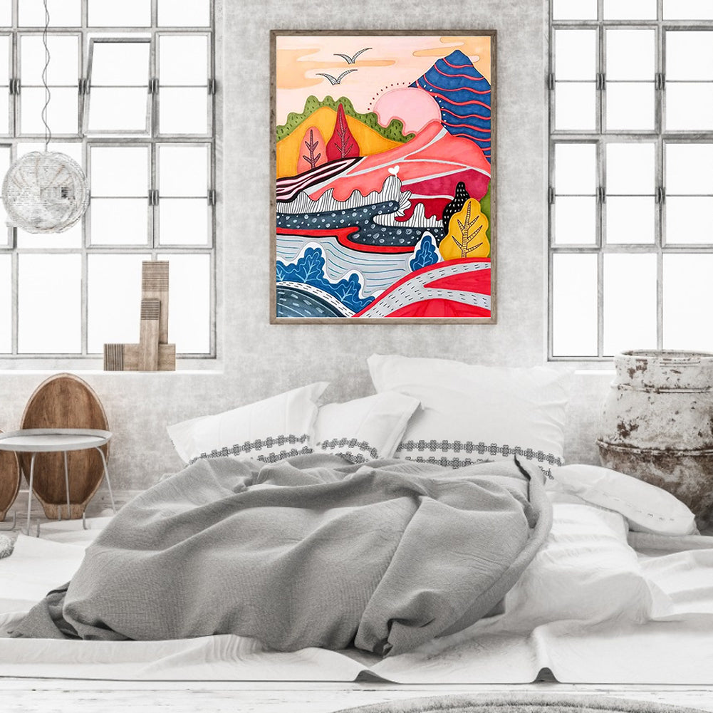 Painted Landscape - Full Round Drill Diamond Painting 30*40CM