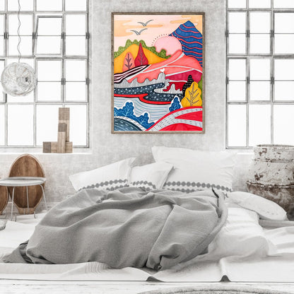 Painted Landscape - Full Round Drill Diamond Painting 30*40CM