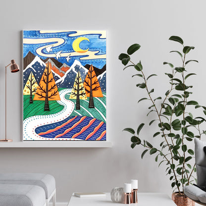 Painted Landscape - Full Round Drill Diamond Painting 30*40CM