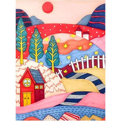 Painted Landscape - Full Round Drill Diamond Painting 30*40CM