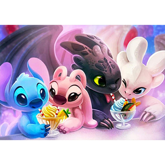Stitch And Toothless - Full Round Drill Diamond Painting 40*30CM