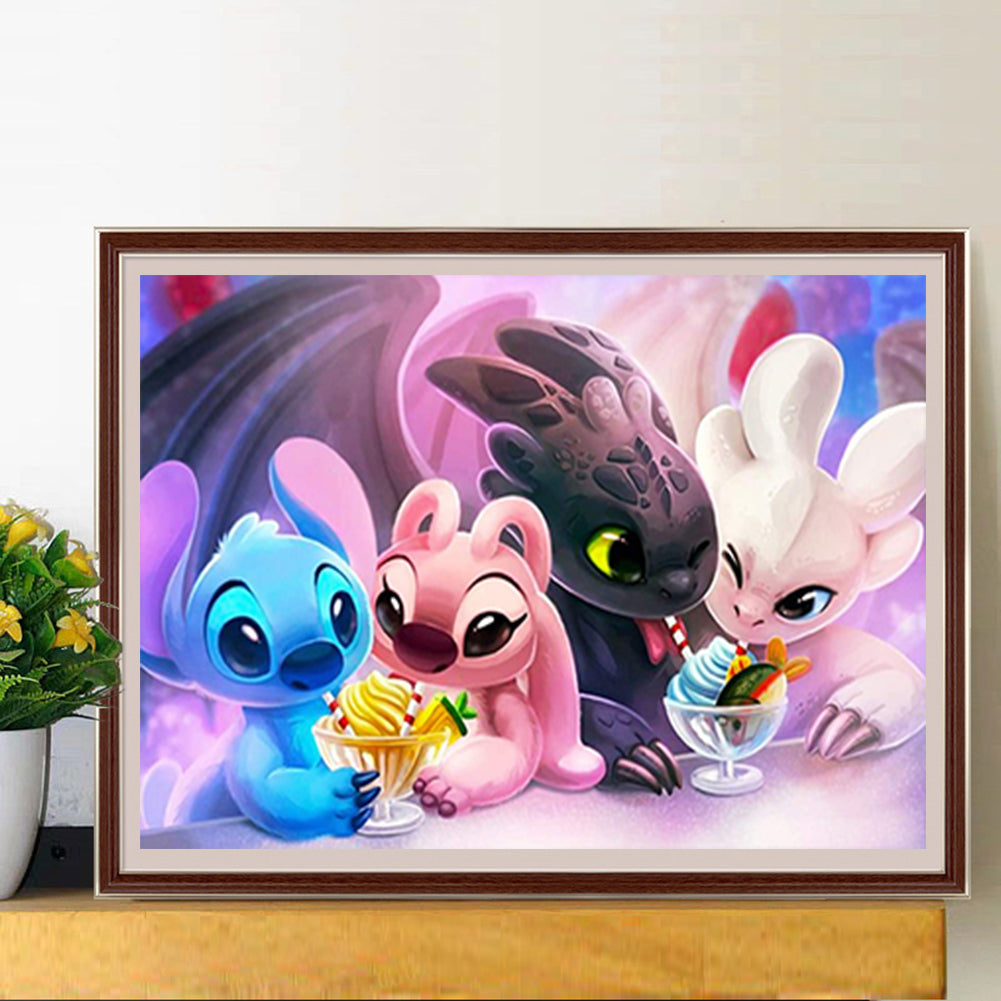 Stitch And Toothless - Full Round Drill Diamond Painting 40*30CM