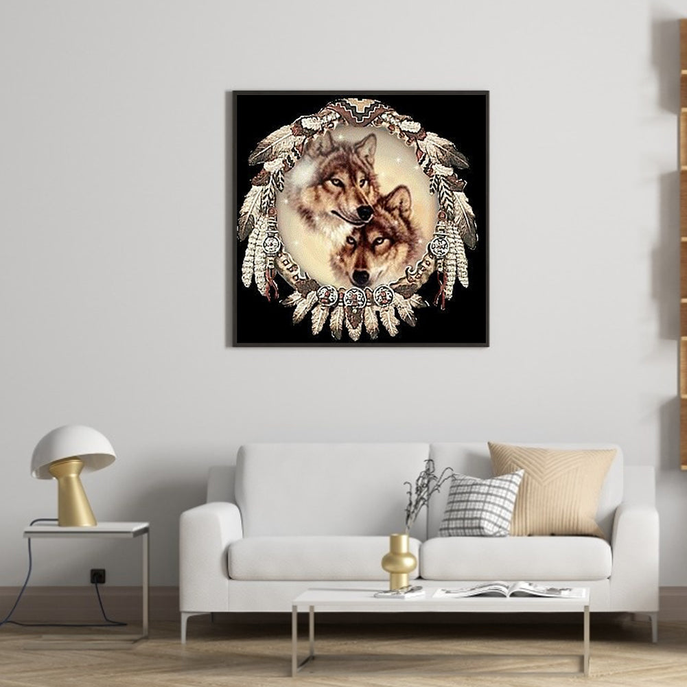 Wolf Head Dream Catcher - Full Round Drill Diamond Painting 40*40CM