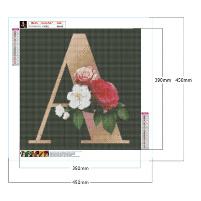 Dark Flower Letter A - Full Square Drill Diamond Painting 45*45CM