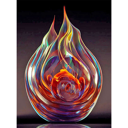 Glass Fire Sculpture - Full Round Drill Diamond Painting 30*40CM