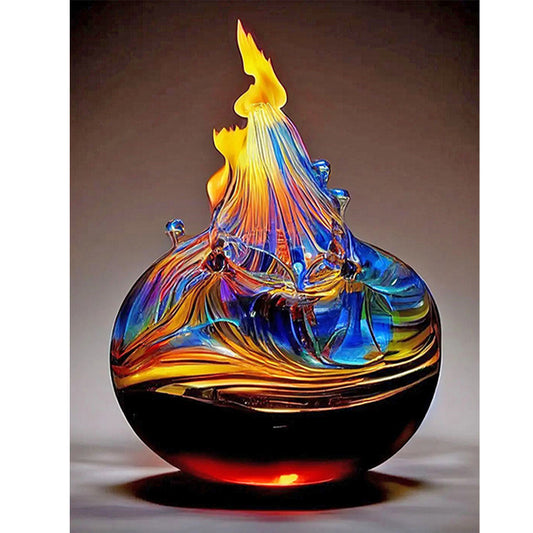 Glass Fire Sculpture - Full Round Drill Diamond Painting 30*40CM