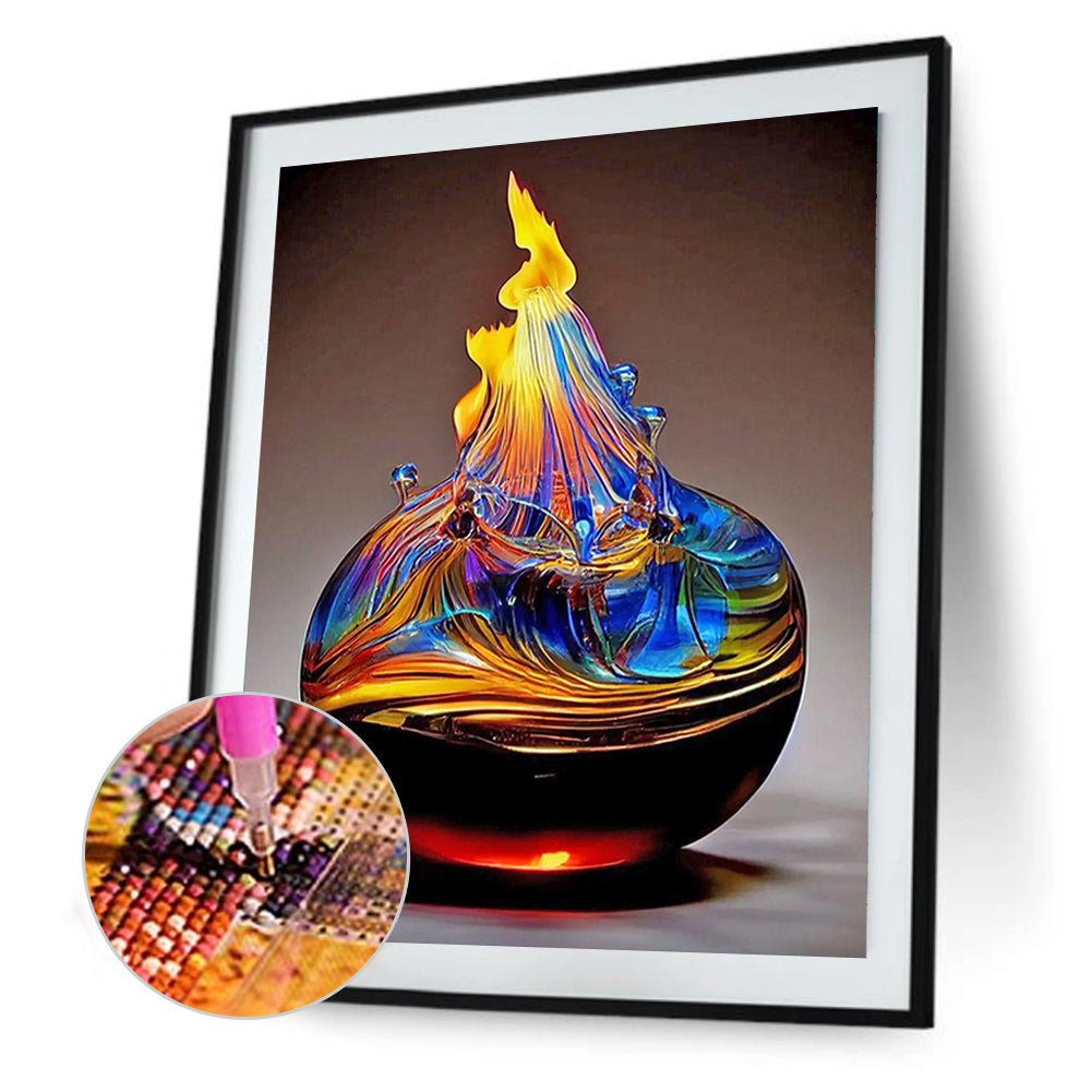 Glass Fire Sculpture - Full Round Drill Diamond Painting 30*40CM