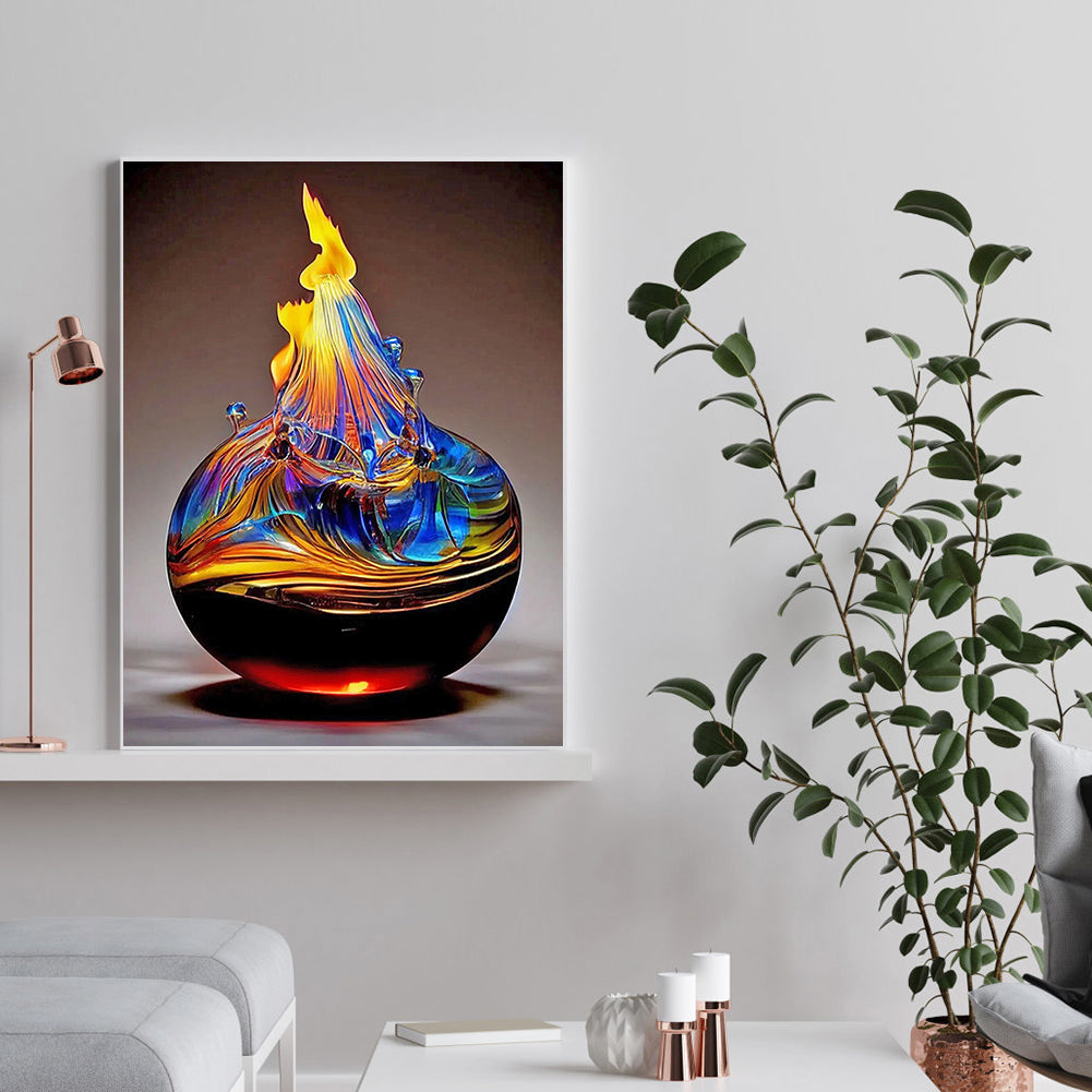 Glass Fire Sculpture - Full Round Drill Diamond Painting 30*40CM