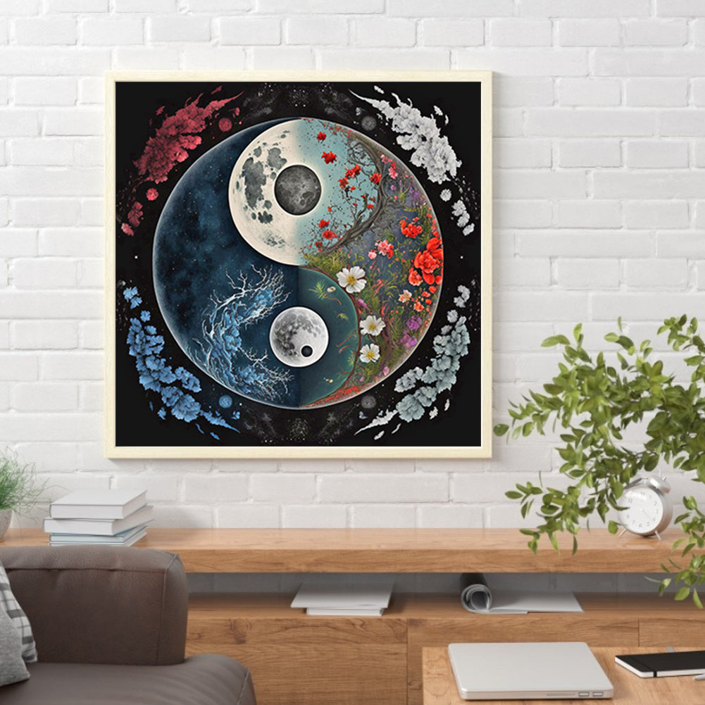 Tai Chi Flower Sketch - Full Round Drill Diamond Painting 30*30CM