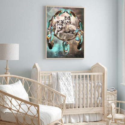 Wolf Dream Catcher - Full Round Drill Diamond Painting 40*50CM