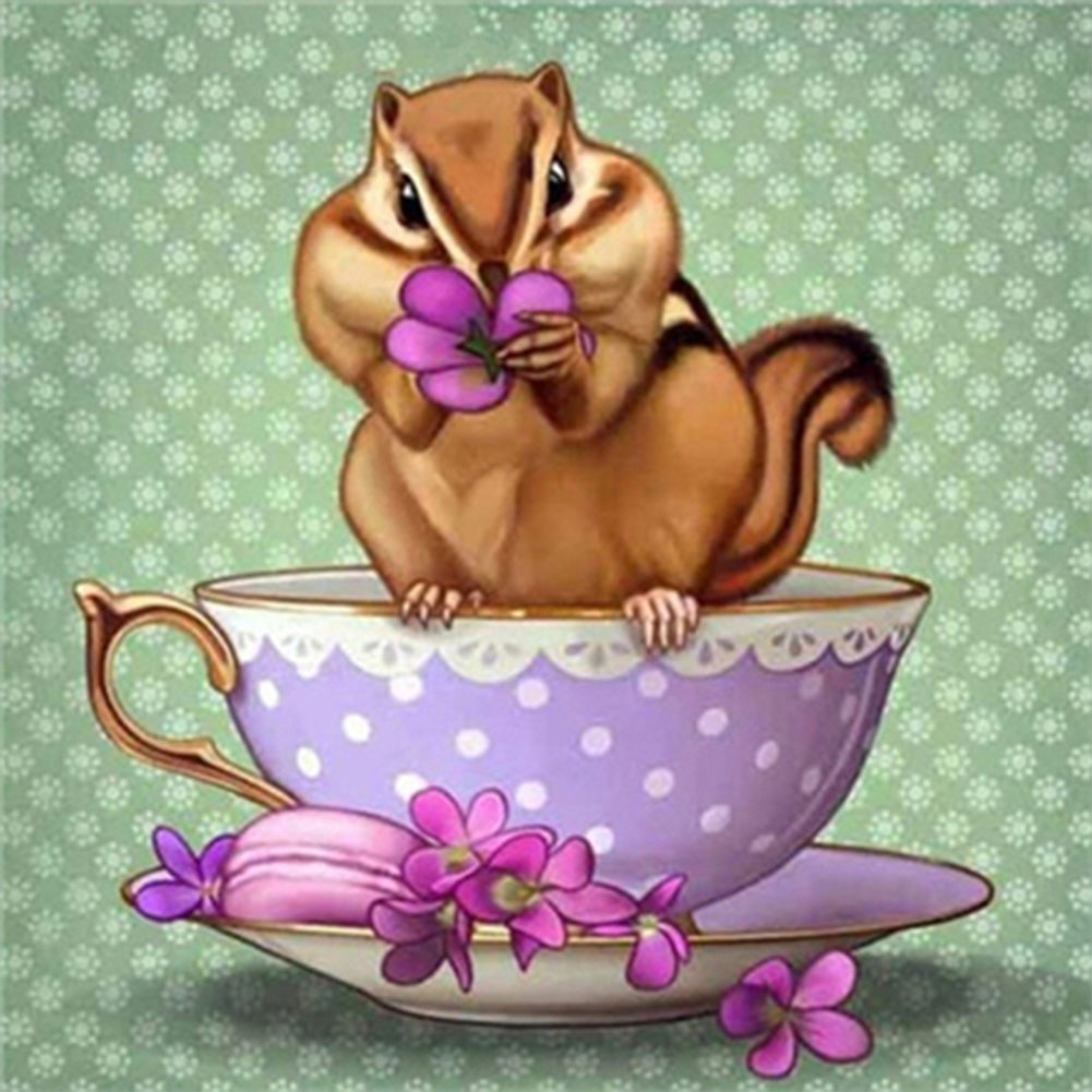 Teapot Squirrel - Full Round Drill Diamond Painting 30*30CM