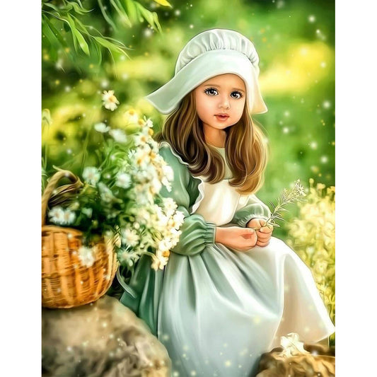 Cute Little Girl - Full Round Drill Diamond Painting 30*40CM