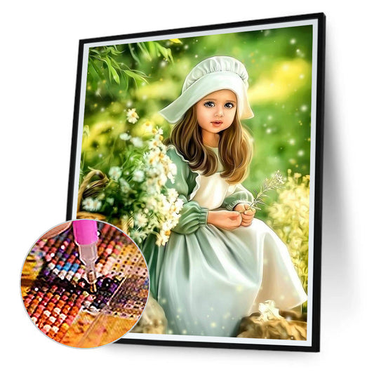 Cute Little Girl - Full Round Drill Diamond Painting 30*40CM