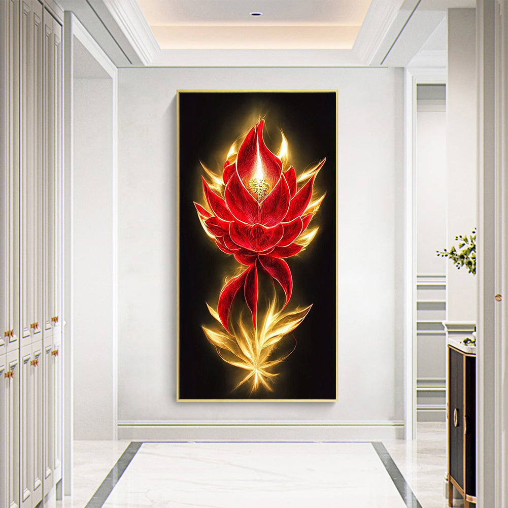 Red Fire Lotus - Full Round Drill Diamond Painting 40*70CM