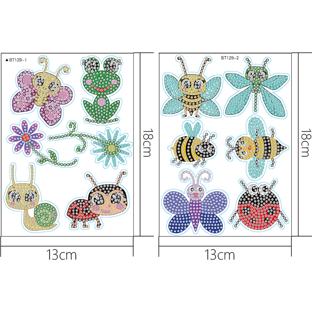 2 Sheets Diamonds Painting Sticker Crafts DIY Art Cartoon Paster Home Decoration