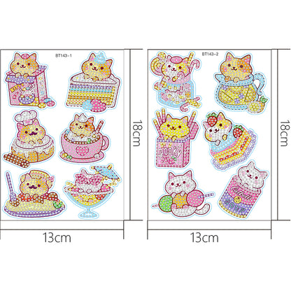2 Sheets Diamonds Painting Sticker Crafts DIY Art Cartoon Paster Home Decoration