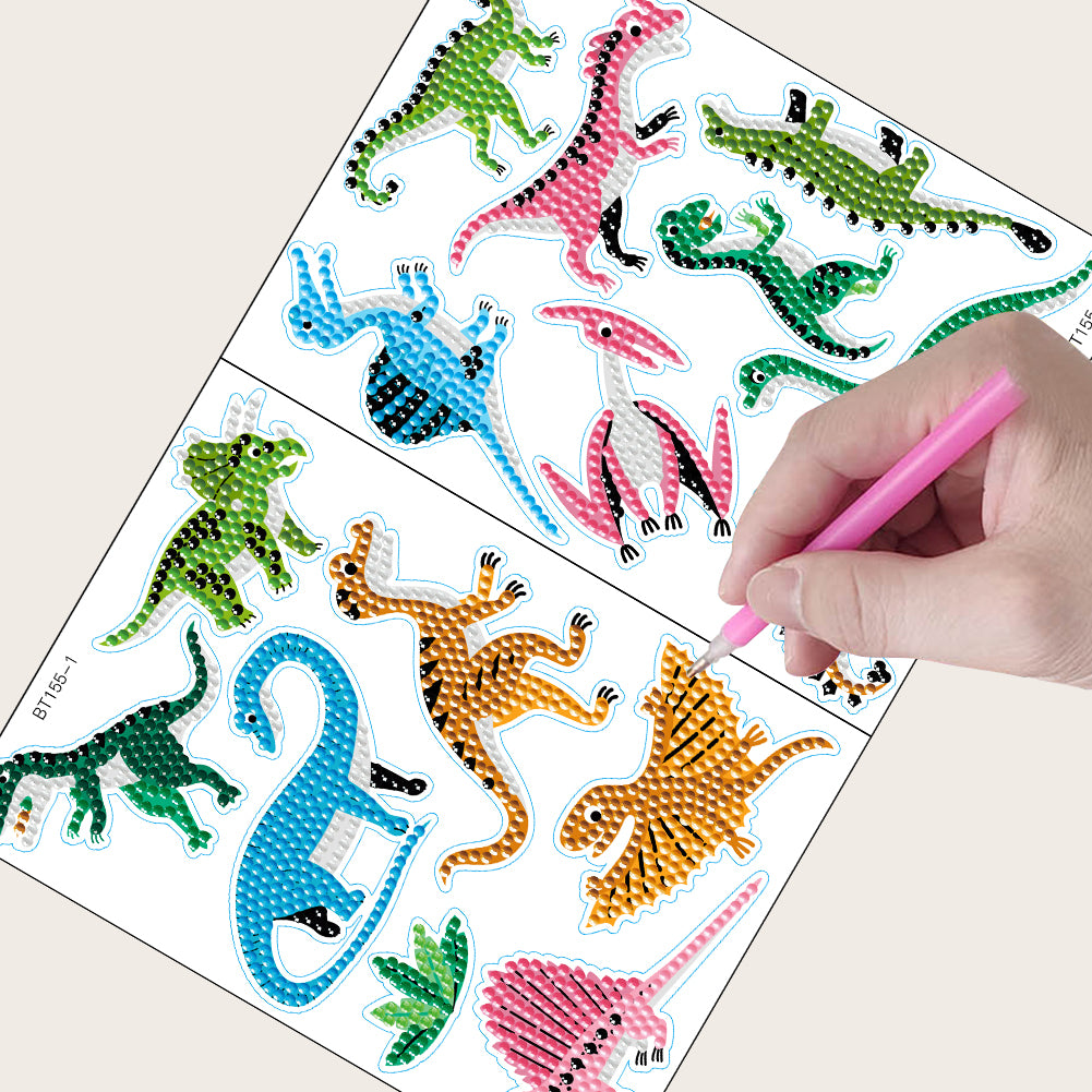 2 Sheets Diamonds Painting Sticker Crafts DIY Art Cartoon Paster Home Decoration