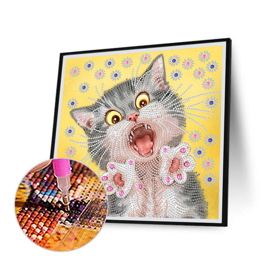Funny Cat - Special Shaped Drill Diamond Painting 30*30CM