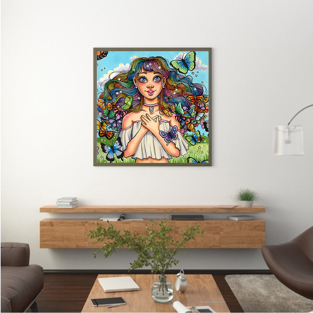 Anime Girl - Full Round Drill Diamond Painting 40*40CM