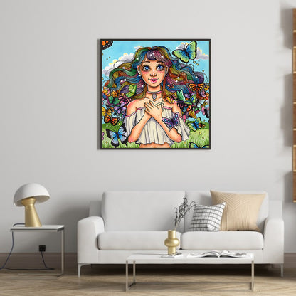 Anime Girl - Full Round Drill Diamond Painting 40*40CM