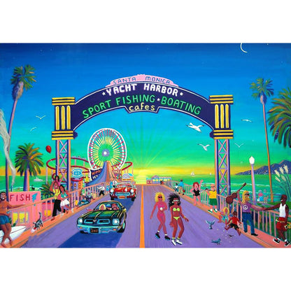 Santa Monica Pier - Yacht Harbor - Full Round Drill Diamond Painting 40*30CM