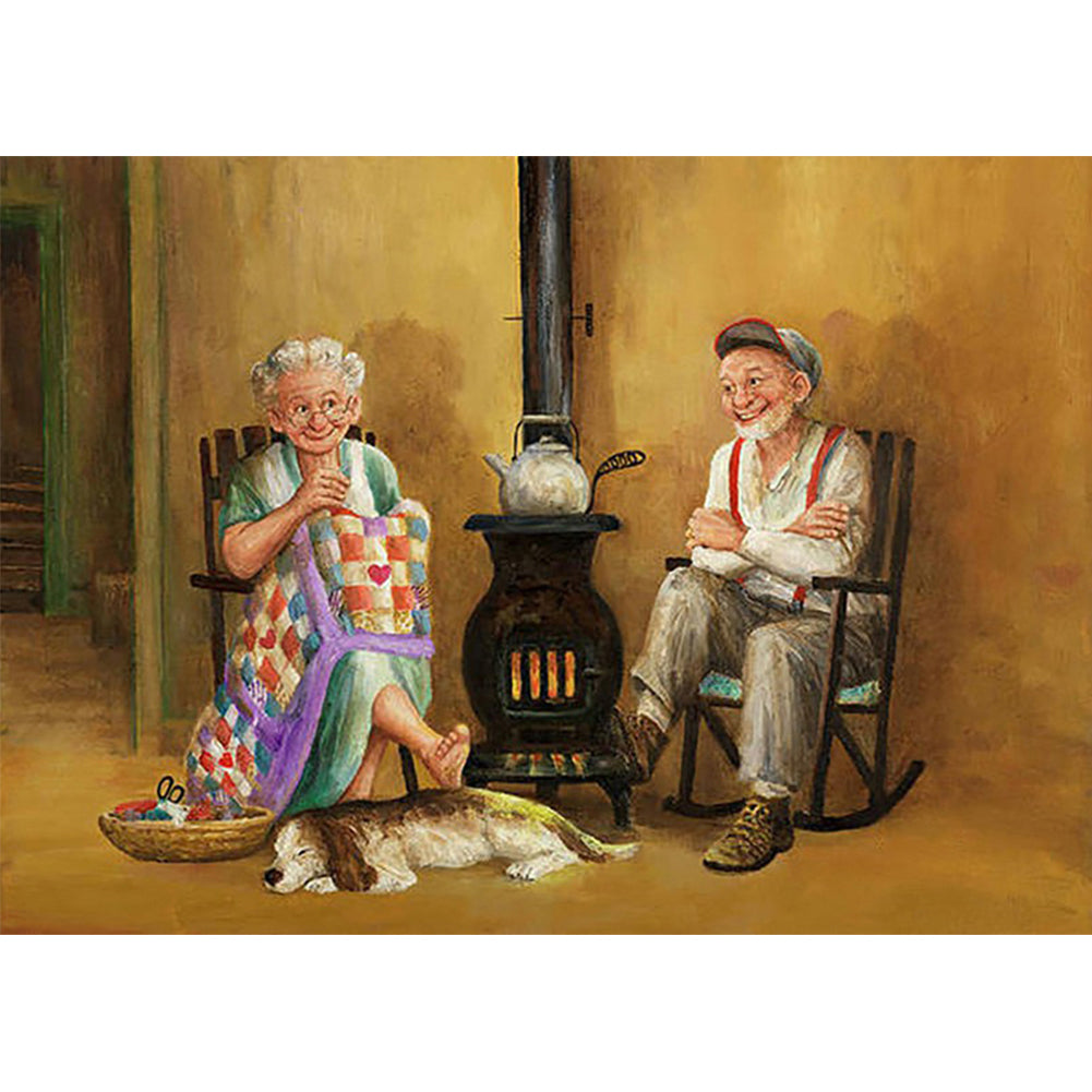 Old Couple - Full Round Drill Diamond Painting 60*50CM