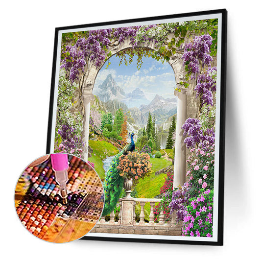 European Arch Seaside Scenery - Full Round Drill Diamond Painting 30*40CM