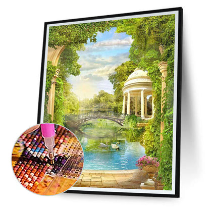 European Arch Seaside Scenery - Full Round Drill Diamond Painting 30*40CM