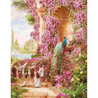 European Arch Seaside Scenery - Full Round Drill Diamond Painting 30*40CM
