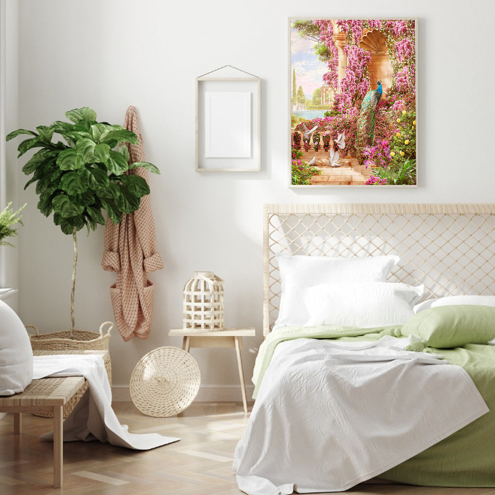 European Arch Seaside Scenery - Full Round Drill Diamond Painting 30*40CM