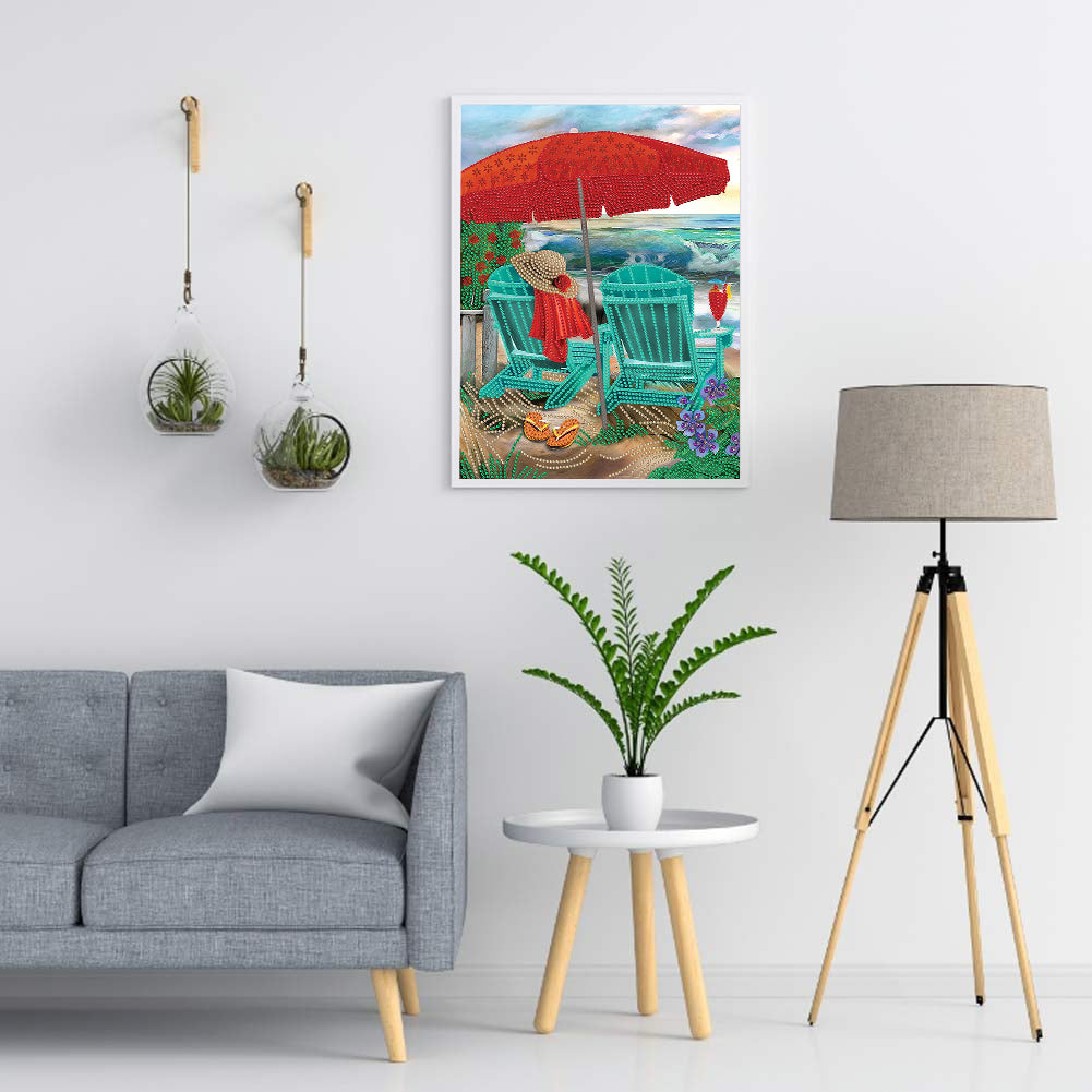 Colorful Beach - Special Shaped Drill Diamond Painting 30*40CM